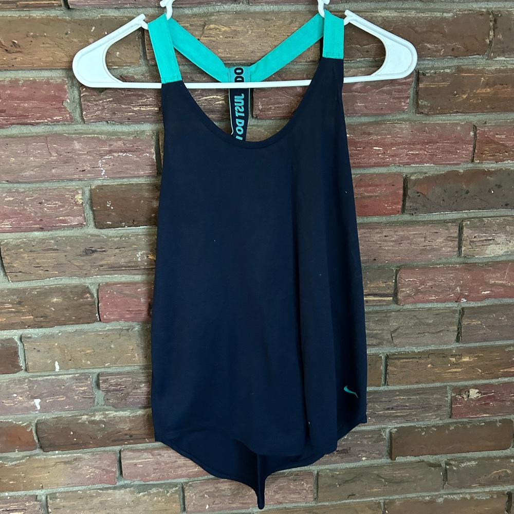 Nike Black and Teal Muscle Tee
